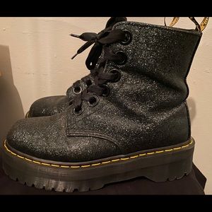 Green Glitter Platform Dr. Martens